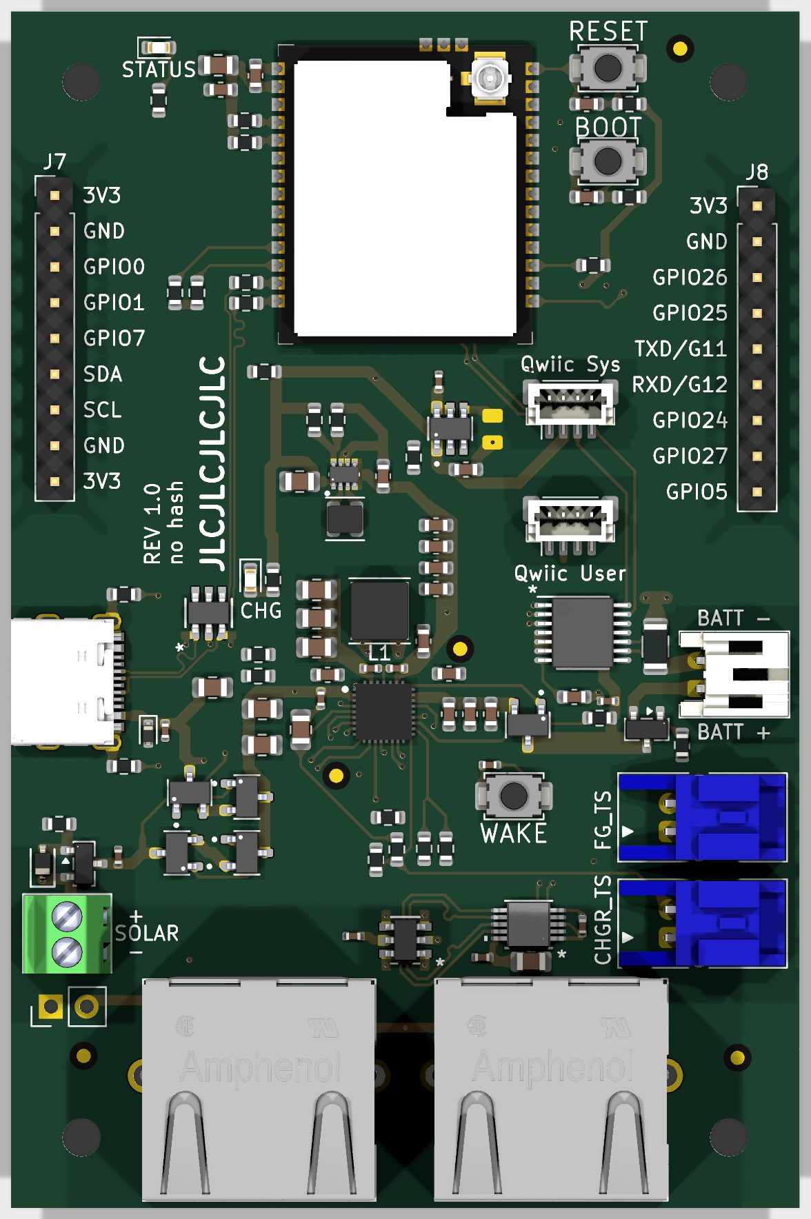 Board render, top view